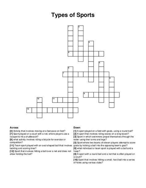 type of sport Crossword Clue .